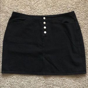 Black Button-up Denim Skirt